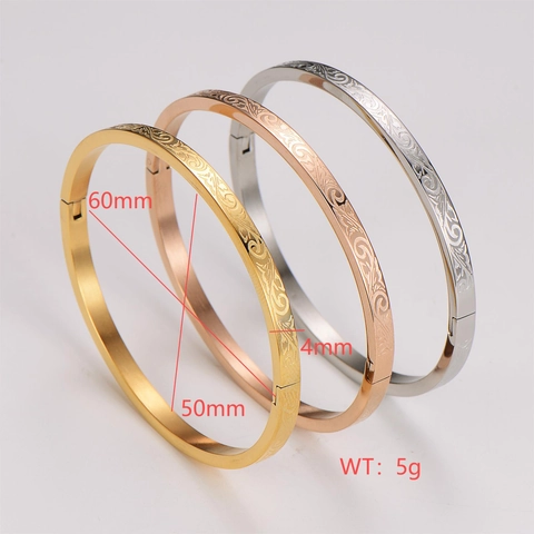 Bracciale Rigido In Acciaio Inossidabile Inciso Con Motivo A Onde Per Donna Moda Gioielli Con Cerniera Oro Argento E Oro Rosa
