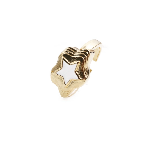 Stervormige Verstelbare Open Ring Koper Verguld Email Zirkoon Geometrische Trendy Sieraden Voor Vrouwen