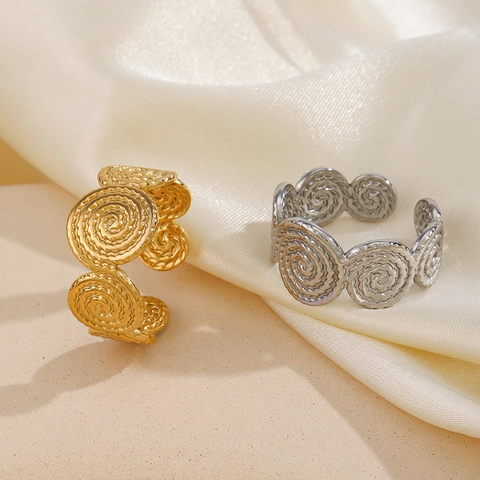 Edelstahl Spiral Ring Für Damen Verstellbar Offen Geometrisch Strukturiert Retro Modern Hip Hop Mode Schmuck