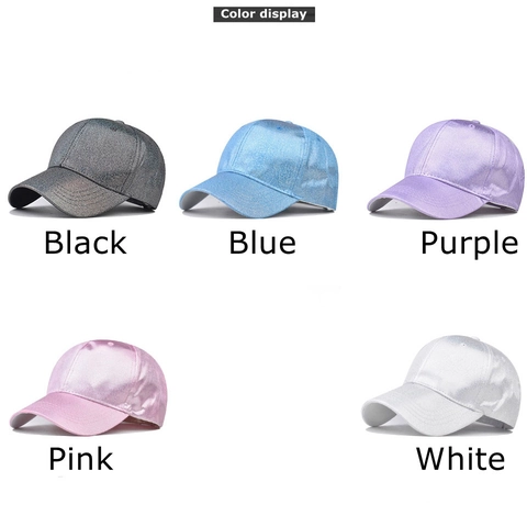 Berretto da Baseball da Donna in Pelle PU con Paillettes Scintillanti Colore Sfumato Metallizzato Strass Cappello Parasole Regolabile Streetwear