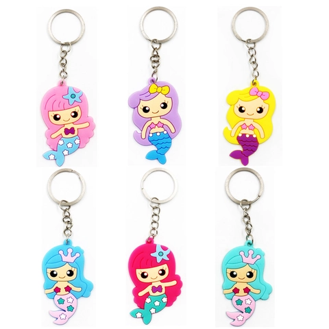 Cute Cartoon Mermaid Keychain PVC Soft Glue Silicone Bag Charm Pendant Gift Novelty