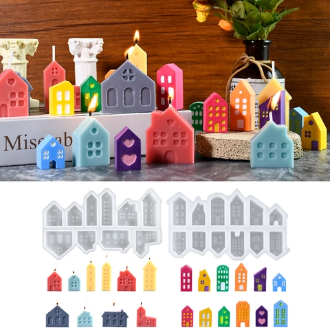 Mini House Silicone Mold For DIY Resin Epoxy Candle Gypsum Modeling Craft European Style Architectural Decor