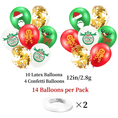 Decoración Navideña Globo de Látex Reno Papá Noel Estampado Confeti Globos Para Casa Fiesta Decoración Adorno Festivo