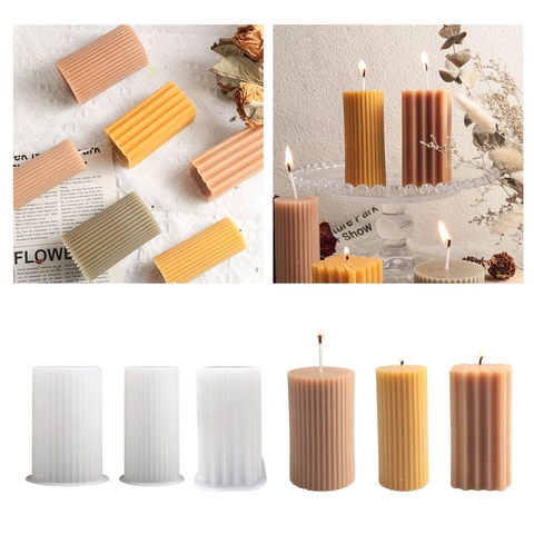 Ribbed Geometric Silicone Candle Mold Fluted Stripe DIY Aromatherapy Wax Plaster Casting Tool Home Decor Minimalist