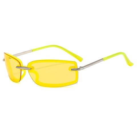 Y2K Futuristic Rectangular Frameless Sunglasses Square Rimless Metal Temples UV400 Candy Color Fashion For Men Women