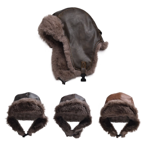 Cappello Da Trapper Invernale In Ecopelle Cappello Da Aviatore Con Paraorecchie Fodera In Pelliccia Sintetica Antivento Per Uomo Donna