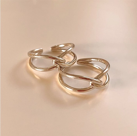 Anello Con Nodo In Argento Sterling 925 Regolabile Fascia Aperta Gioielli Moda Minimalista Per Donne