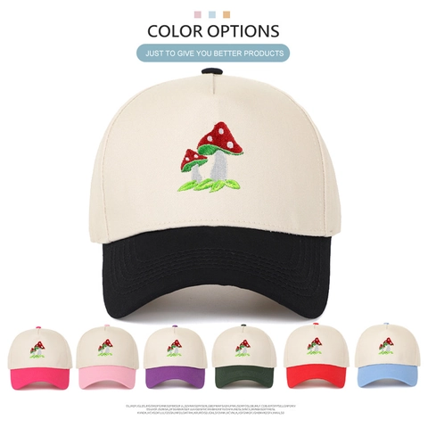 Berretto Da Baseball In Cotone Ricamo A Fungo Color Block Cappello Snapback Regolabile Outdoor Per Uomo Donna
