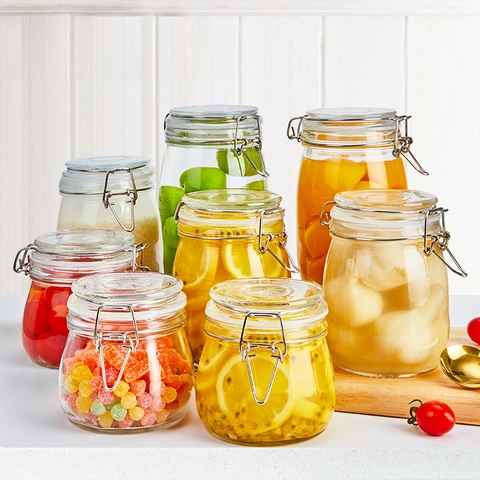 Tarro De Cristal Hermético Con Hebilla De Acero Inoxidable Y Junta De Silicona Para Organización De Cocina