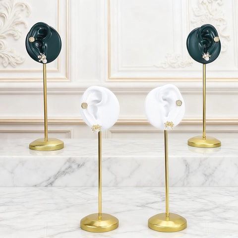 Earring Display Stand Simulation Ear Model Resin Jewelry Holder Metal Rod For Countertop Showcase Photography Props Elegant
