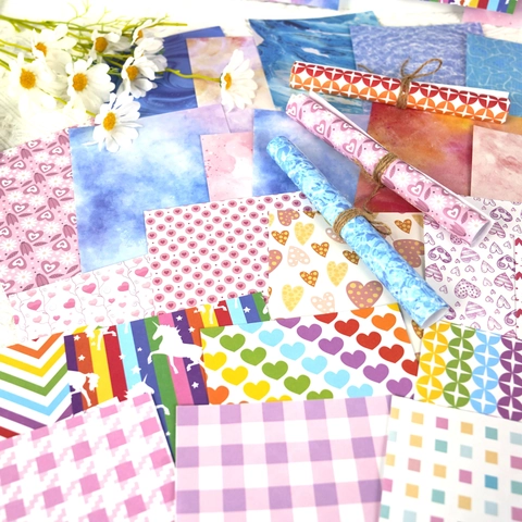 Aesthetic Scrapbook Paper Journaling Material For DIY Collage Decorative Background Thickened Floral Heart Pattern Paper