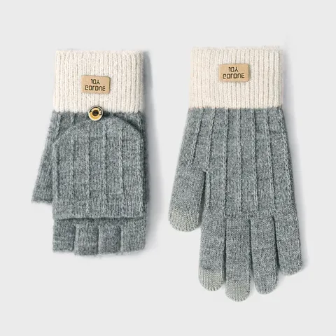 Winter Knit Gloves Men Women Fleece Lined Alpaca Wool Blend Warm Jacquard Touchscreen Convertible Flip Top Fingerless Mittens