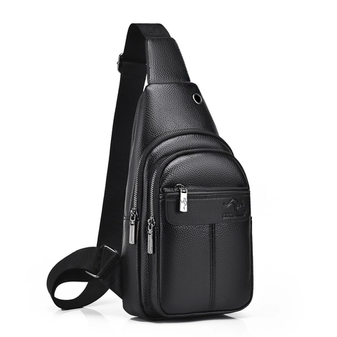 Borsa Da Petto Uomo Pelle PU Trama Litchi Impermeabile Borsa A Tracolla Multi-Scomparto Per Viaggio Casual E Sport