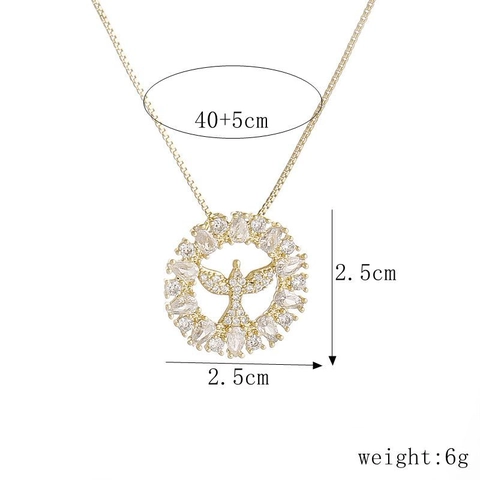 Vredesduif Hanger Ketting Koper Micro Pave Zirkoon Rond Goud Glanzend Hip Hop Stijl Sieraden Voor Mannen