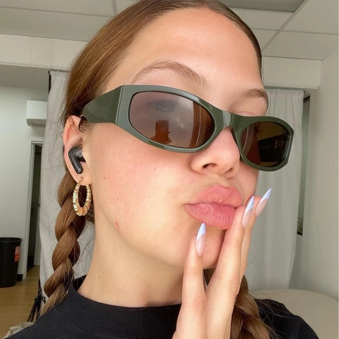 Lunettes De Soleil Vintage Oval Carré Protection UV400 Monture PC Lentille AC Branches Larges Streetwear Extérieur Conduite Unisexe