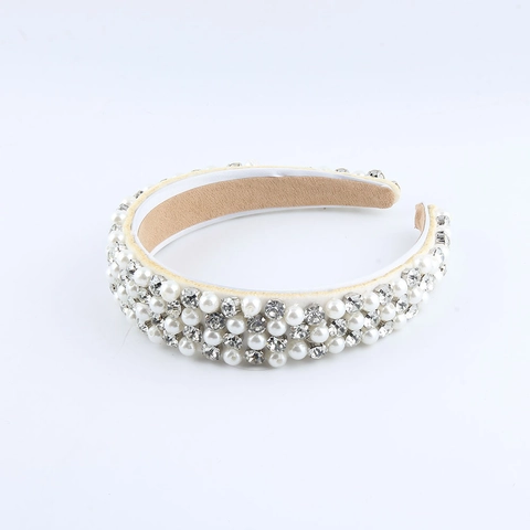 Cerchietto Imbottito Barocco Con Künstliche Perle Sintetiche E Strass Luccicanti Accessori Per Capelli Di Lusso Da Donna Elegante