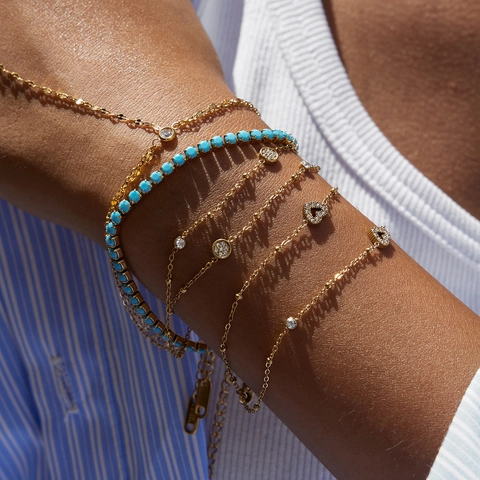 Retro Edelstahl Doppelschicht Herz Armband Für Damen 18K Vergoldet Strass Geometrische Kette Schmuck Geschenk