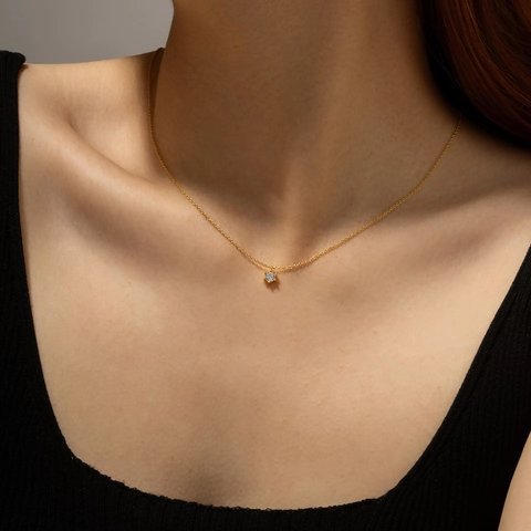 Round Zircon Necklace Bracelet 925 Sterling Silver 18K Gold Plated Six Prong Setting Adjustable Jewelry For Women