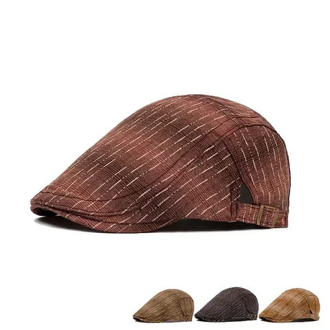 Casquette Plate Style Britannique Rétro Coton Denim Respirant Boucle Métallique Réglable Chapeau Ivy