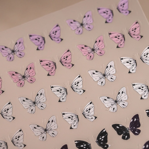 Butterfly 3D Relief Nail Art Stickers Ultra Thin Adhesive DIY Manicure Decals Decoration