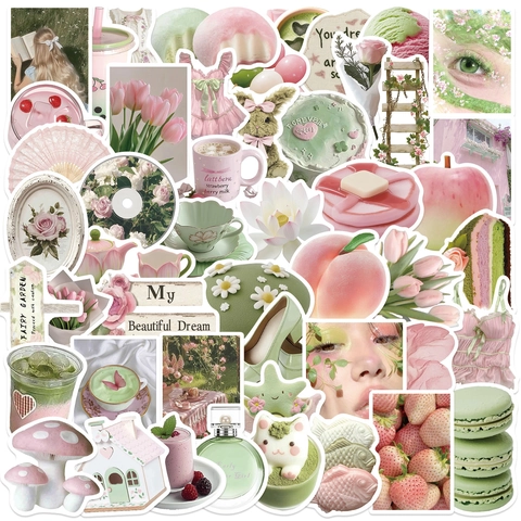 50 Stk Frühsommer Mädchen Traum Cartoon Aufkleber Wasserdicht PVC Deko Sticker Für Tagebuch Laptop Gitarre Koffer DIY Aufkleber