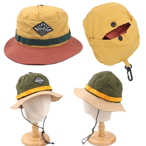 Chapeau Bob Extérieur Color-Block Séchage Rapide Chapeau Soleil Pliable Bord Large Avec Cordon Coupe-Vent Pour Femmes