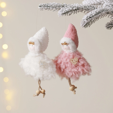 Ciondoli Bambola Angelo Di Natale Peluche Tessuto Legno Ornamenti Appesi Per Decorazione Albero Di Natale Fata Elfo