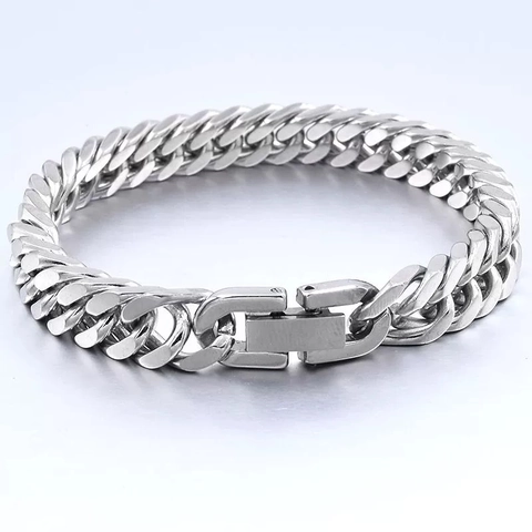Cubaanse Schakelketting Armband Roestvrij Staal Gepolijst Hip Hop Geweven Geometrische Sieraden Voor Heren Unisex