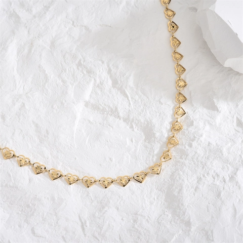 Collana A Catena Con Maglie A Cuore Cavo Placcata Oro Acciaio Inossidabile Motivo A Stella Gioielli Donna