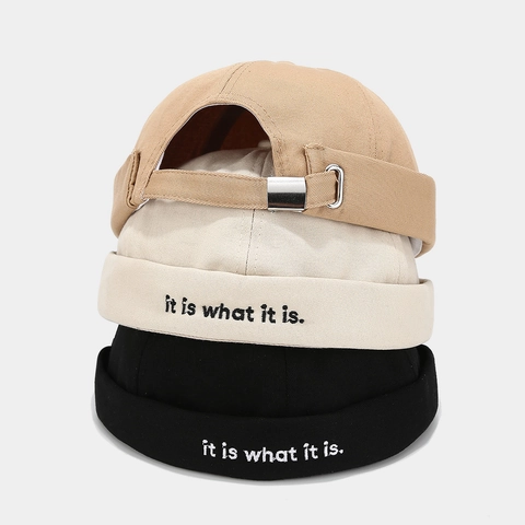 Retro Docker Hat Baumwolle Randlose Miki Kappe Mit Stickerei Verstellbar Streetwear Hip Hop Stil Für Herren Damen