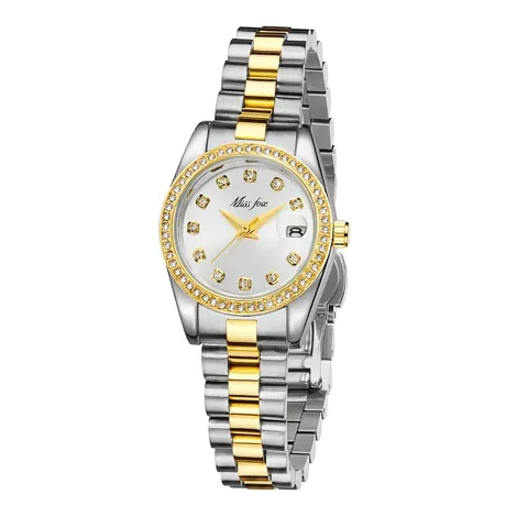 Elegant Rhinestone Quartz Watch For Women Stainless Steel Band Waterproof Fashion Wristwatch With Date Window