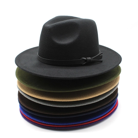 Cappello Fedora Classico In Feltro Di Lana Tesa Larga Piatta Jazz Con Fibbia Per Cintura Uomo Donna Stile Britannico
