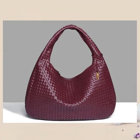 Borsa A Spalla Hobo In Pelle PU Intrecciata Per Donna Vintage Artigianale Forma Di Luna Elegante Grande Capacità Versatile Retro