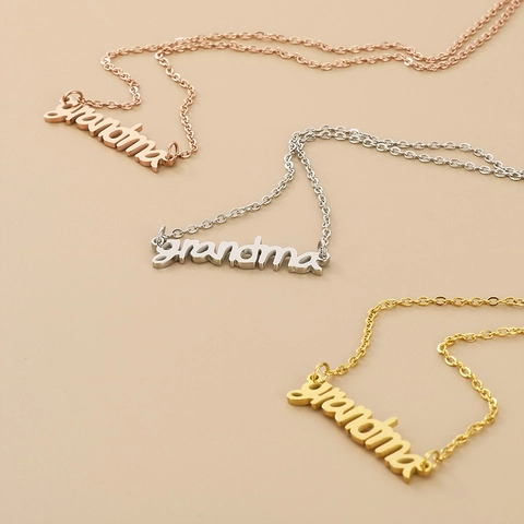 Collana Pendente Grandma Acciaio Inossidabile Lucidato Lettera Festa Della Mamma Gioielli Regalo Per Donne Elegante Catena O