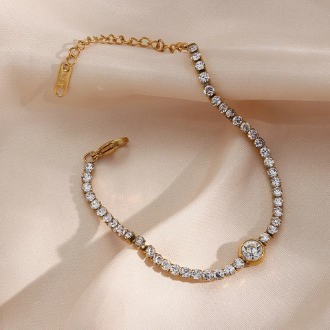 Collana E Bracciale Minimalisti In Acciaio Inossidabile Con Strass E Ciondolo Rotondo Per Donna Gioielli Regolabili Moda