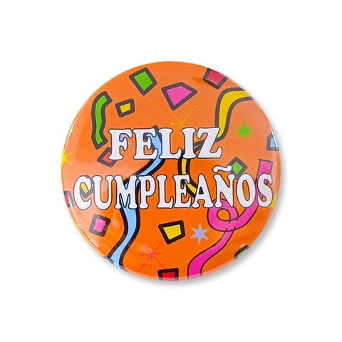 Spanish Feliz Cumpleaños Birthday Badges Round Tinplate Metal Pins For Kids Birthday Party Decoration And Gifts Colorful