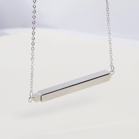Collar Con Colgante De Columna Geométrica Minimalista De Acero Inoxidable Varilla Telescópica Retráctil Estructura Oculta Joyería