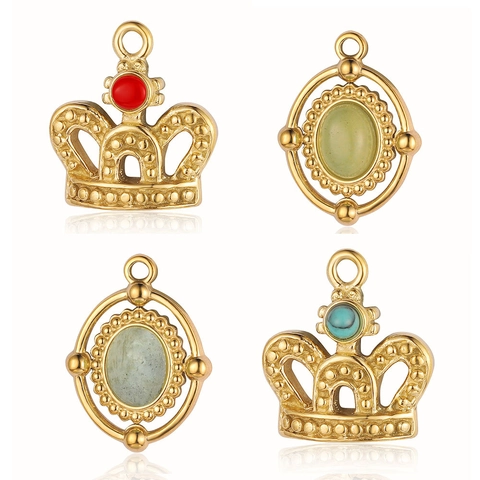 Ciondoli Stile Francese Vintage In Acciaio Inossidabile Con Pietra Naturale Forme Cuore Sole Occhio Per Creazione Gioielli