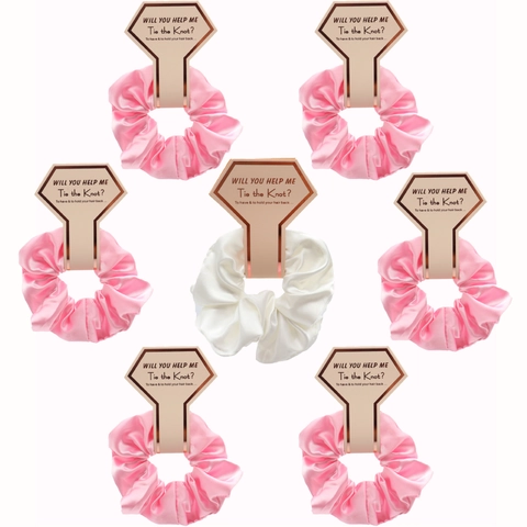 Chouchous en Satin Cadeau de Demande de Demoiselle d'Honneur Avec Carte Mariage Accessoires de Coiffure Femme