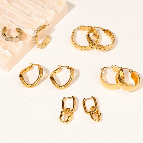 Stainless Steel Earrings Gold Plated Geometric Hoop Dangle With 925 Sterling Silver Earring Post Artificial Pearl Jewelry Women