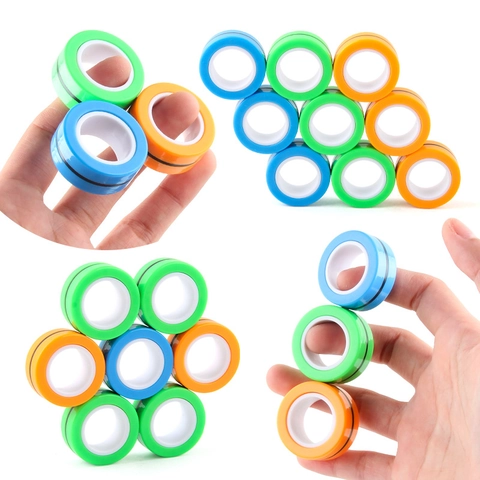 Anelli Magnetici Fidget Plastica ABS Decompressione Sollievo Dallo Stress Giocattolo Spinner Per Dita Per Bambini Adulti Colorato