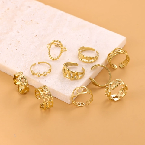 Minimalistische Edelstahl Ringe Verstellbar Offen Geometrisch Herz Krone Blatt Mode Schmuck Für Damen Herren