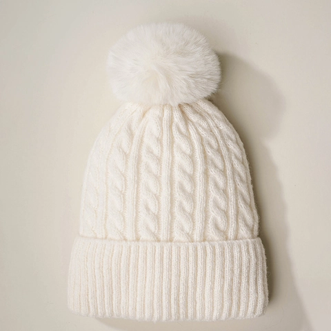 Gorro Beanie De Punto Con Pompon De Piel Sintetica Gorro De Invierno Calido De Acrilico Para Mujer