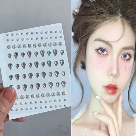 Adesivi Per Strass Viso Künstliche Perle In Acrilico Autoadesive Gioielli Per Trucco Occhi Per Festival Festa Scena Arte Del Corpo Forme Diverse