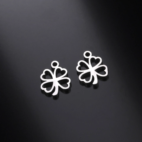 Colgante de Trébol de Cuatro Hojas en Acero Inoxidable 304 Forma Corazón Hueco para Collar Pulsera DIY Accesorios Joyería