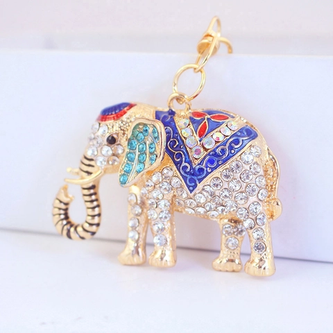 Elephant Keychain Cute Sparkling Rhinestone Enamel Zinc Alloy Animal Bag Charm Key Ring Pendant Gift For Women Girls
