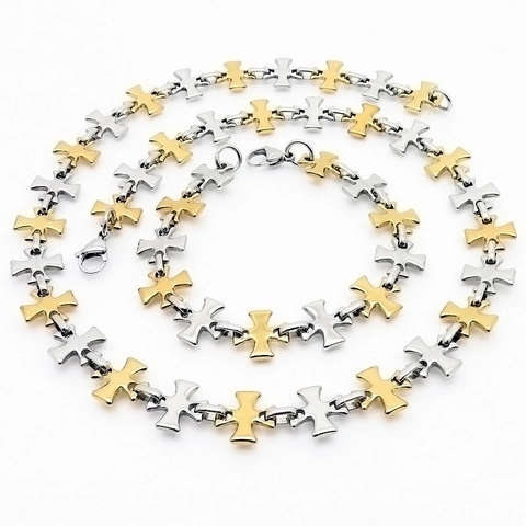 Kruis Schakelketting En Armband Titanium Roestvrij Staal Hip Hop Punk Creatieve Sieraden Voor Mannen En Vrouwen