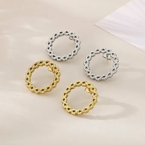 Orecchini A Cerchio Intrecciati Geometrici In Acciaio Inossidabile Placcati Oro 18K Gioielli Minimalisti Alla Moda Per Donna
