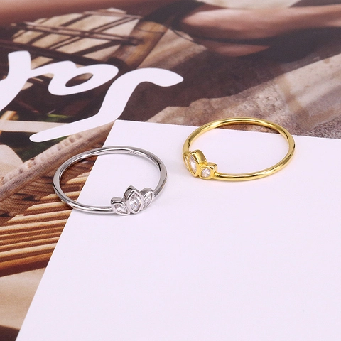Marquise-Schliff Zirkonia Ring 925 Sterling Silber Blatt Krone Minimalistischer Eleganter Schmuck Für Frauen