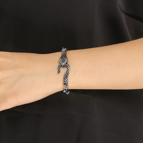 Snake Head Clasp Bracelet Stainless Steel Byzantine Box Chain Hip Hop Punk Vintage Gothic Jewelry For Men Women Cool